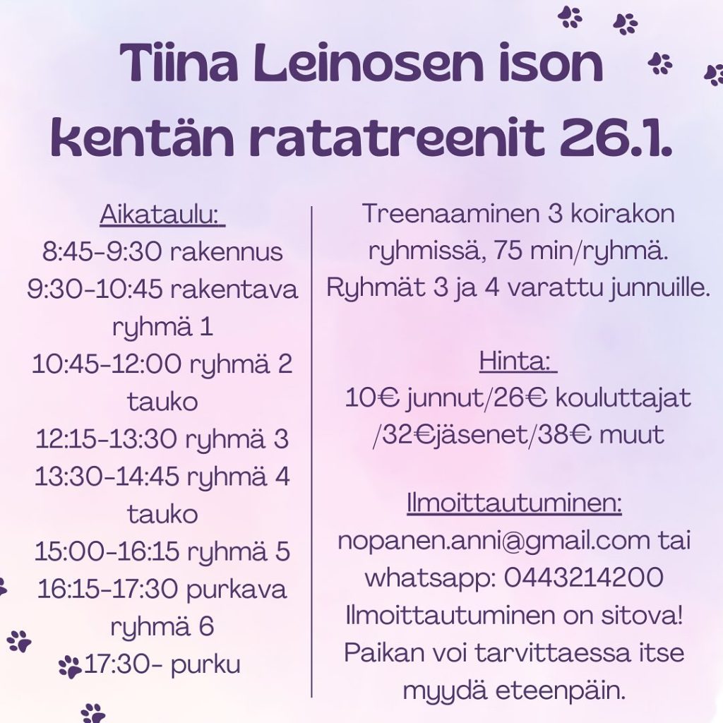 tiina leinosen ison kentän ratatreenit